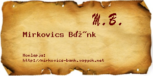Mirkovics Bánk névjegykártya
